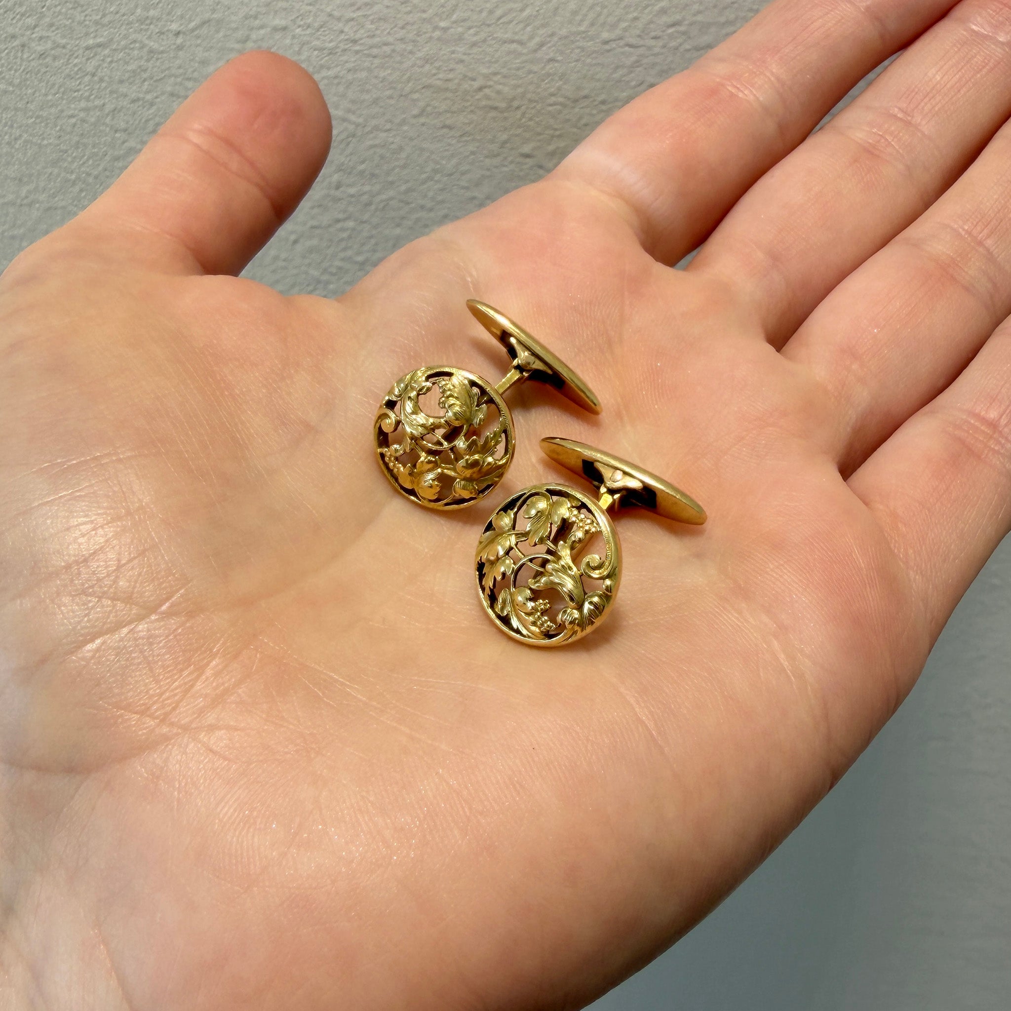 Art Nouveau Style French 18K Yellow Gold Cufflinks