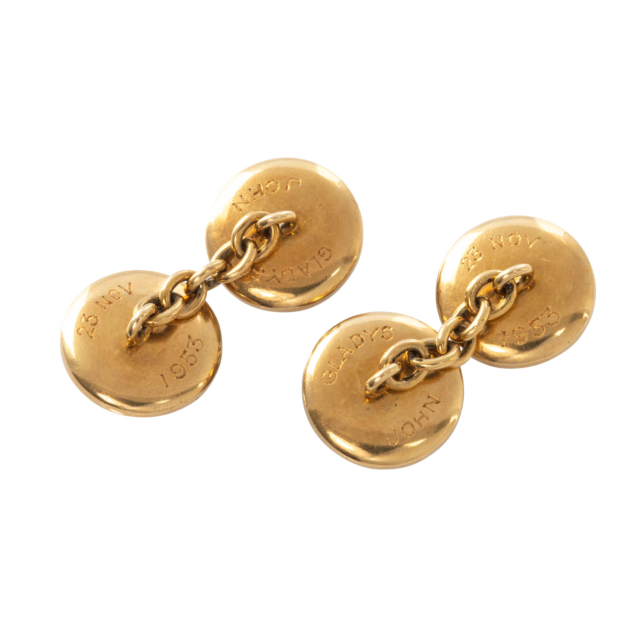 Victorian Essex Crystal Spaniel 18K Gold Cufflinks