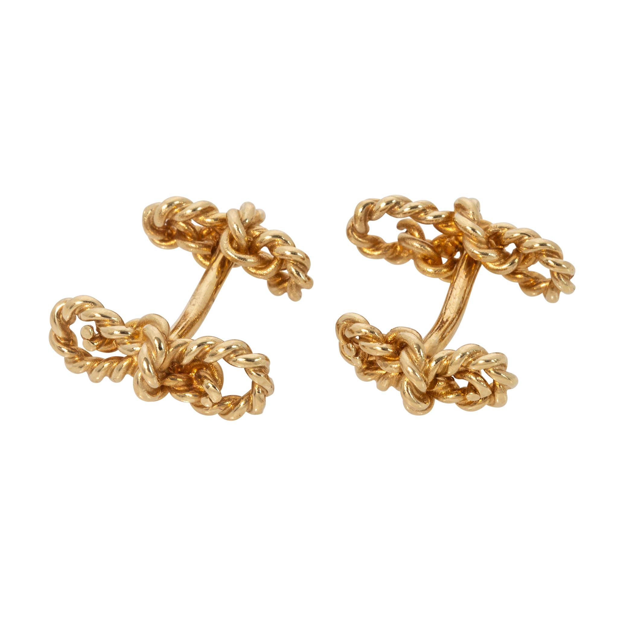 Vintage 14K Yellow Gold Rope Knot Cufflinks