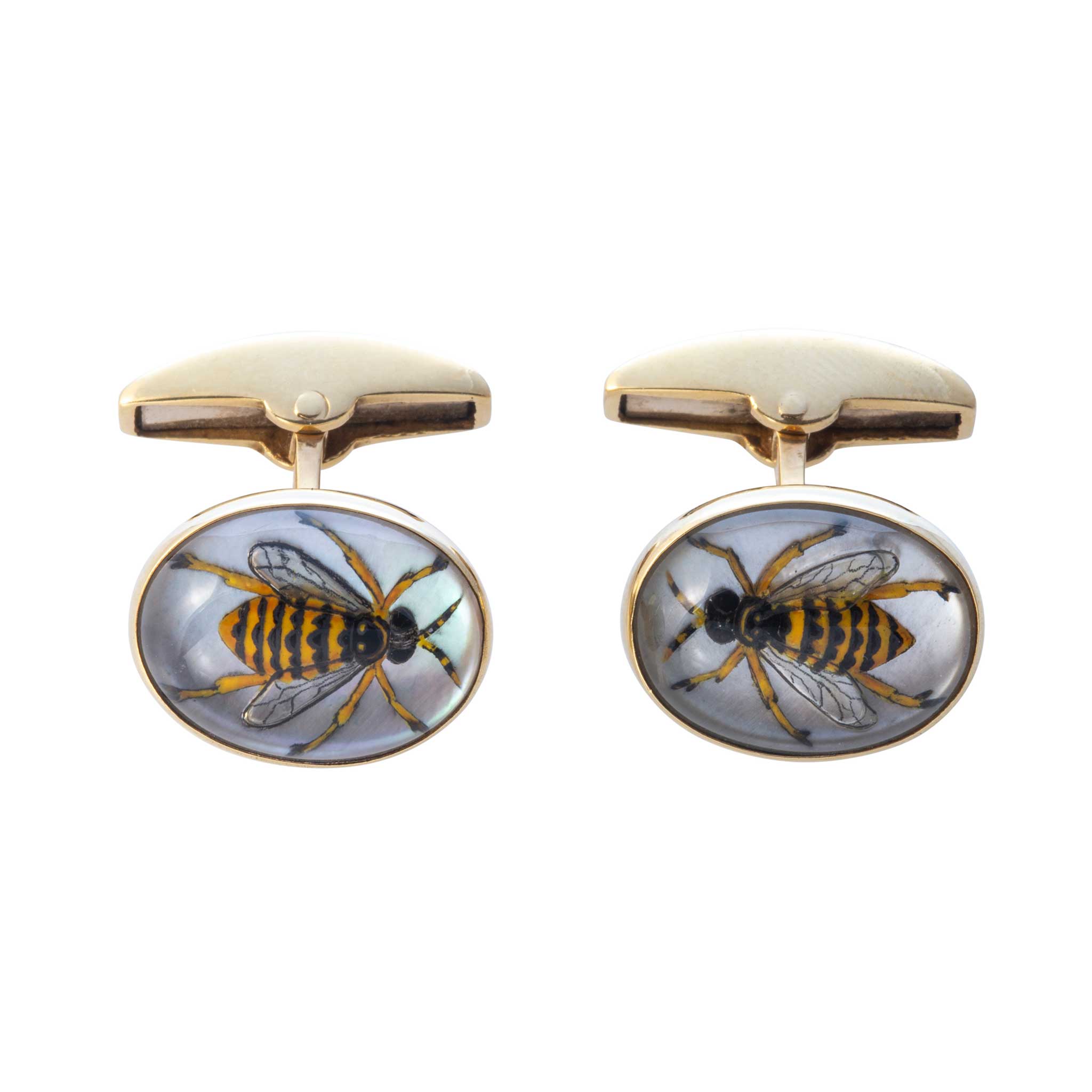 Victorian Essex Crystal Bee 18K Gold Cufflinks