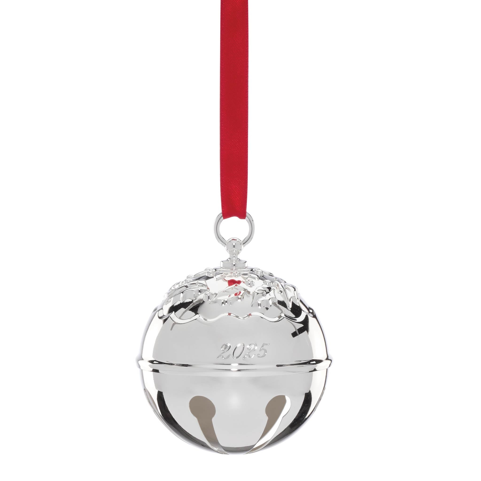 2025 Silver-Plated Holly Bell Ornament