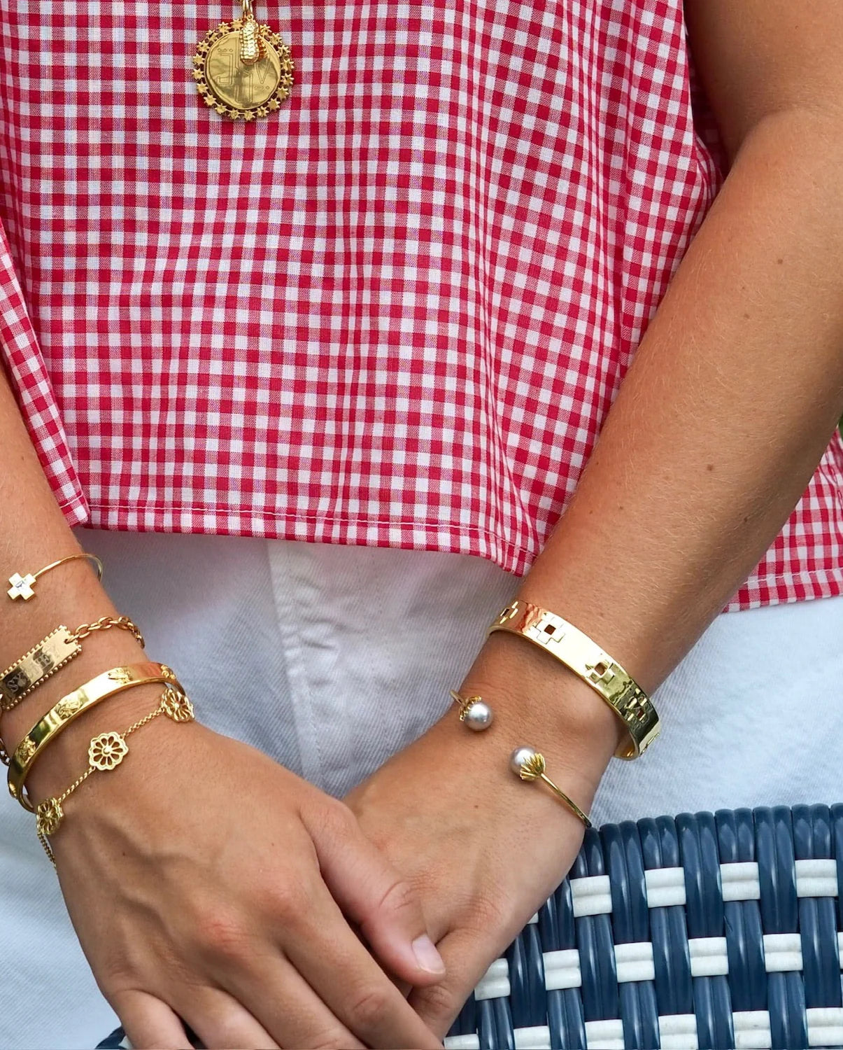 Goldbug Collection Pearl Palm Frond Bangle