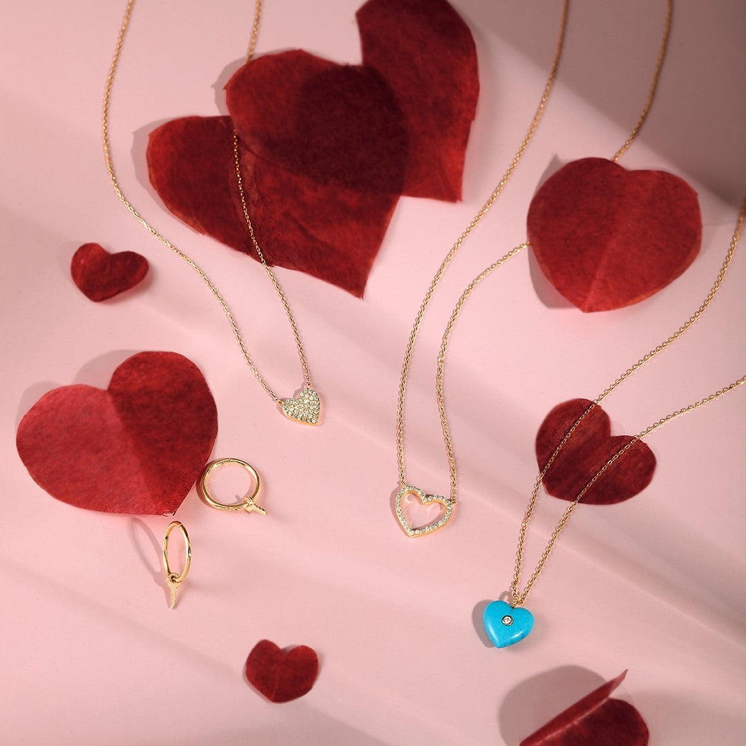 Diamond Pavé Heart 14K Yellow Gold Necklace