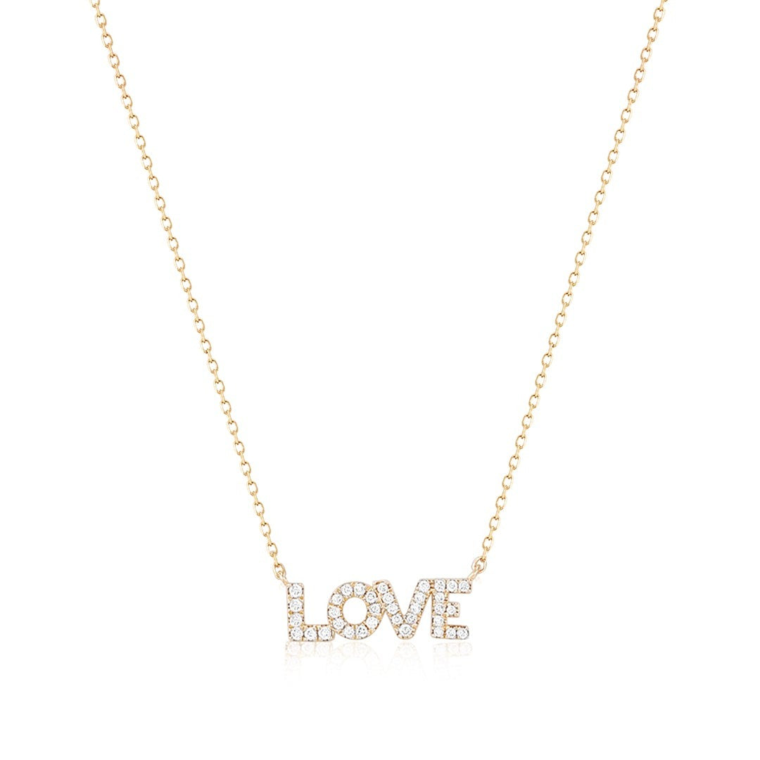 Diamond LOVE 14K Yellow Gold Necklace