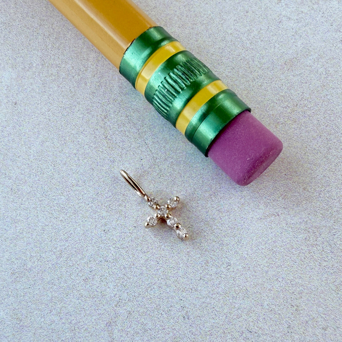 Diamond 14K Yellow Gold Petite Cross Charm pencil eraser