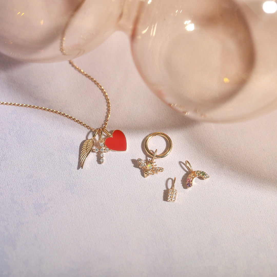 Opal & White Sapphire 14K Yellow Gold Bee Charm