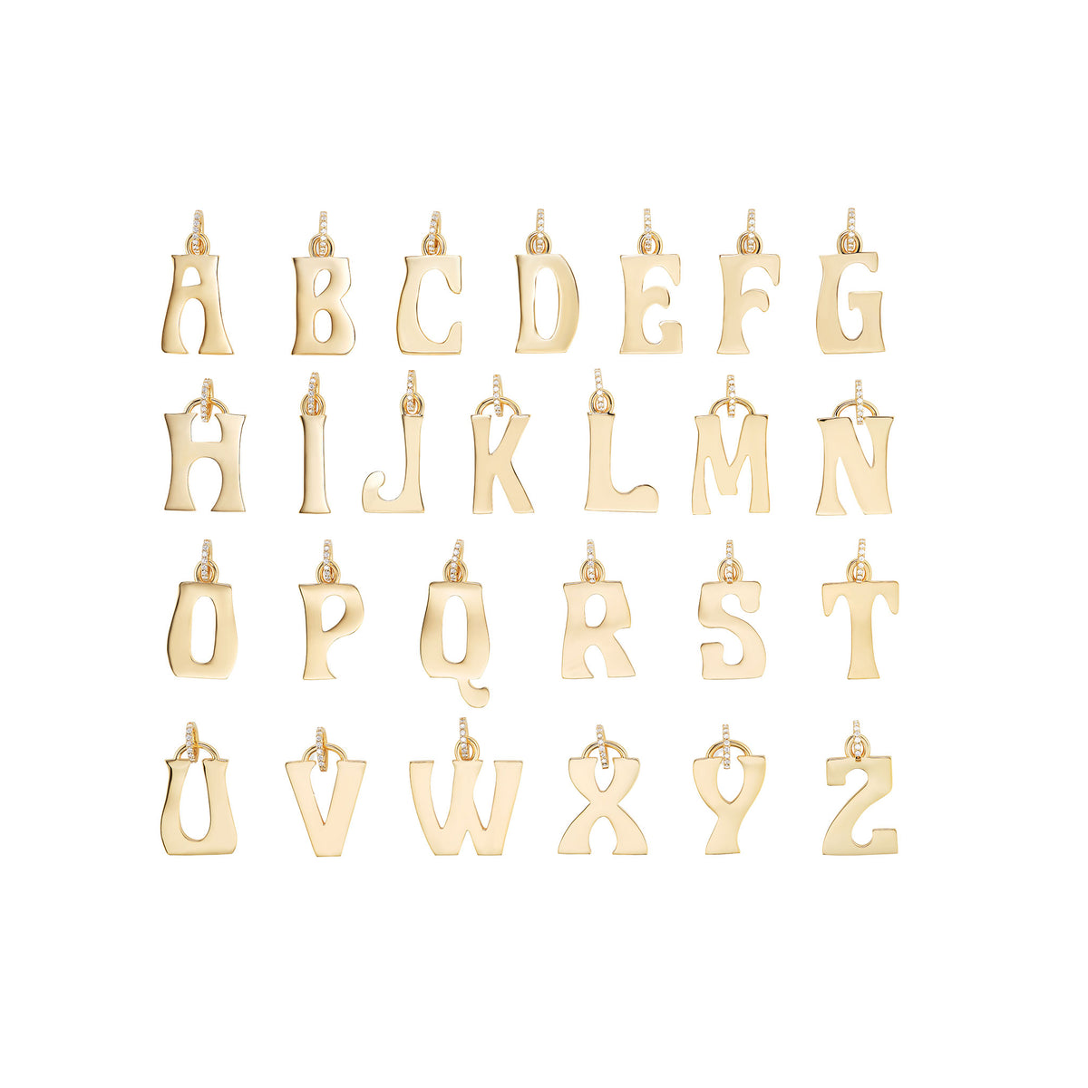 Marlo Laz Pavé Diamond Bail Letter Charms