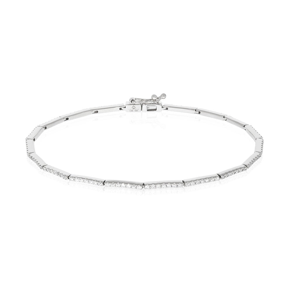 .92ctw Diamond Pavé 14K White Gold Bar Link Bracelet