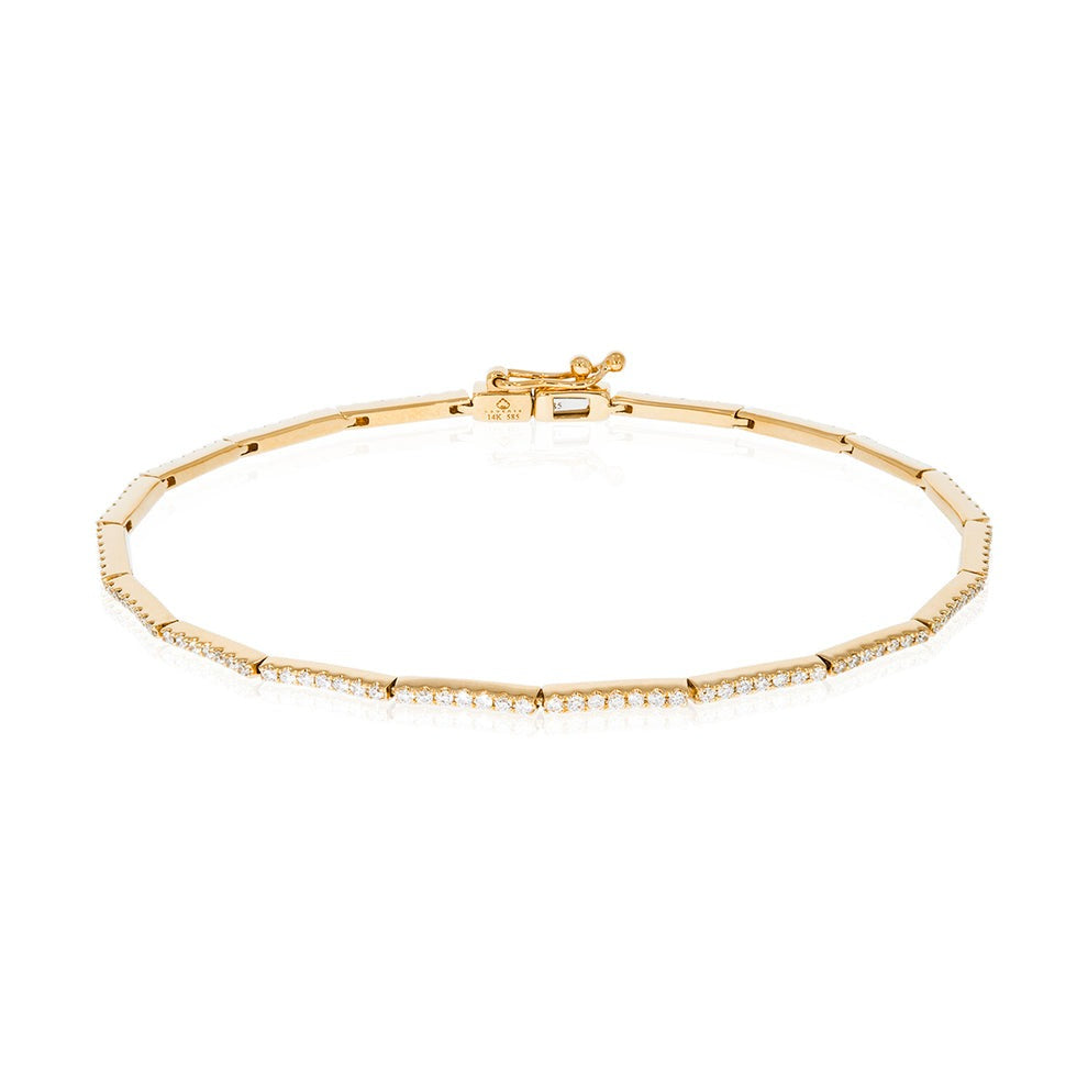.92ctw Diamond Pavé 14K Yellow Gold Bar Link Bracelet