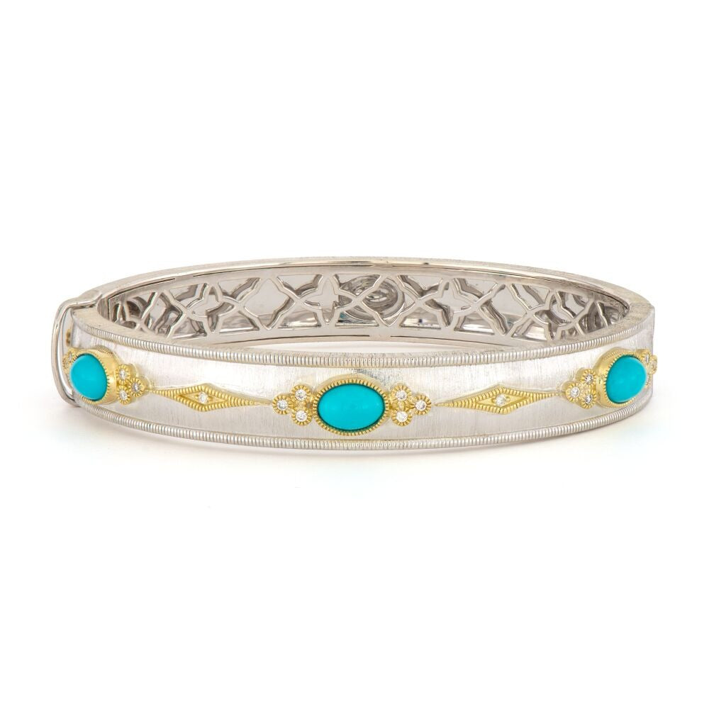 Jude Frances Mixed Metal Oval Turquoise Bangle