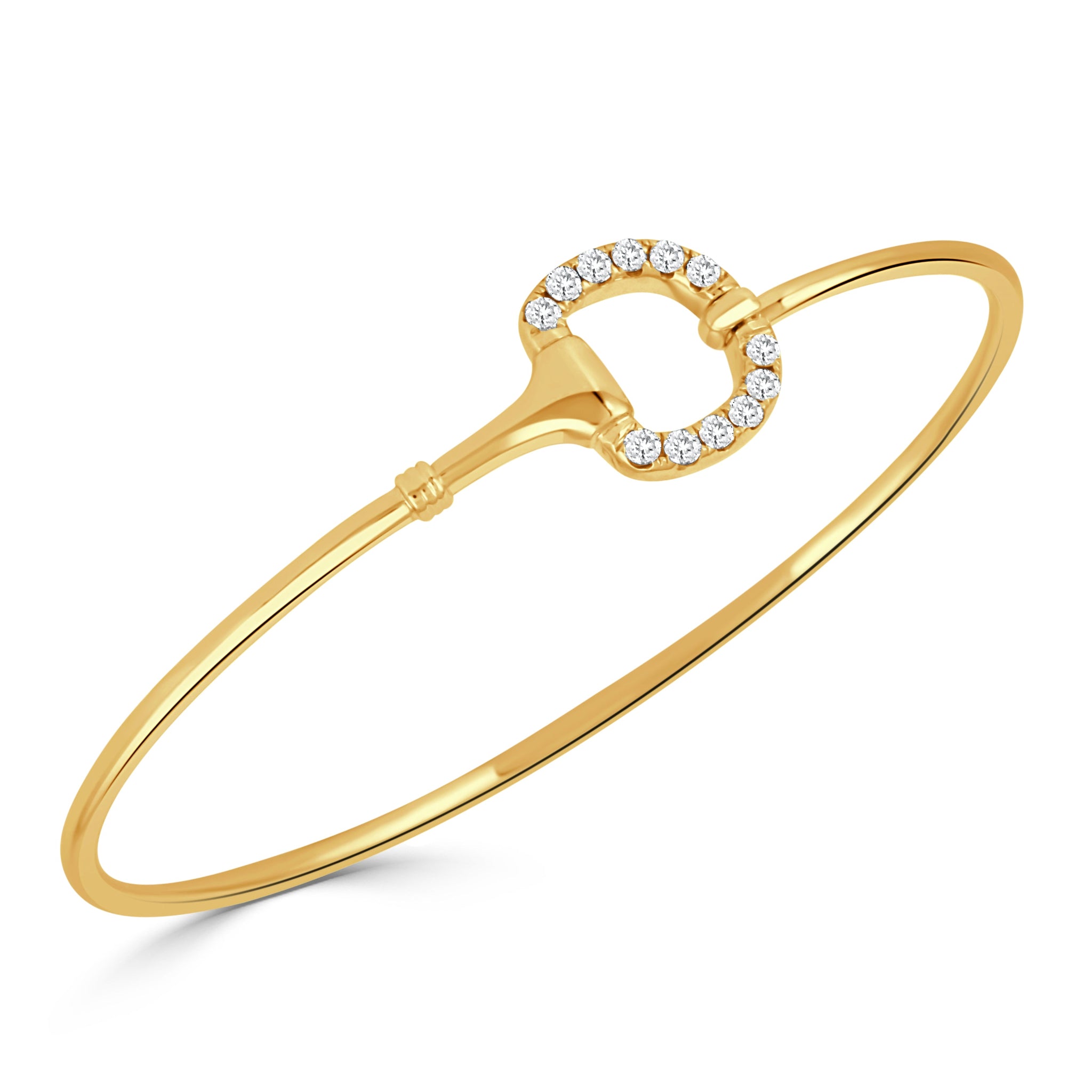 18K Yellow Gold Diamond Stirrup Bangle