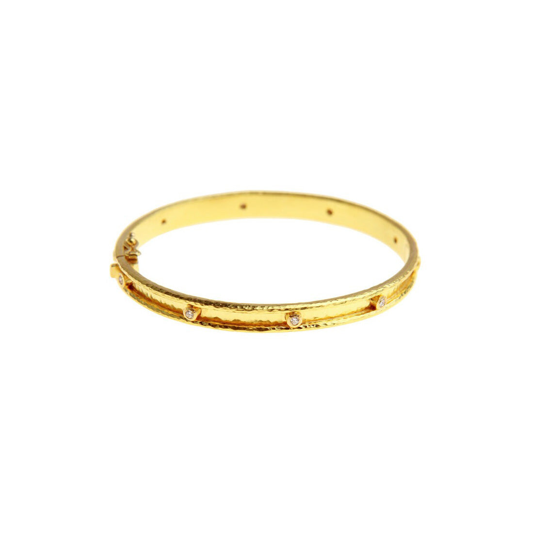 Elizabeth Locke Very Narrow Flat Thin Bangle with Diamonds
