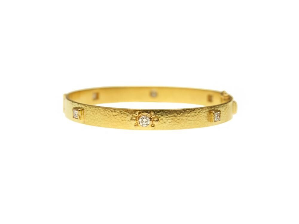 Elizabeth Locke Flat Ribbon Bangle with Diamonds