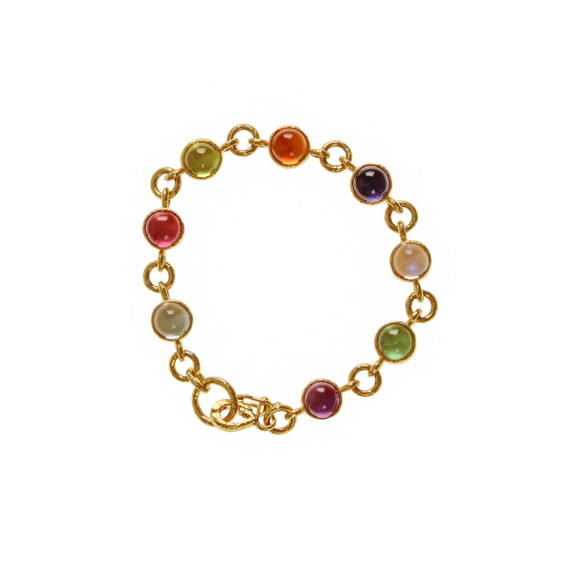 Elizabeth Locke “Tutti Frutti” Round Cabochon Stone Link Bracelet