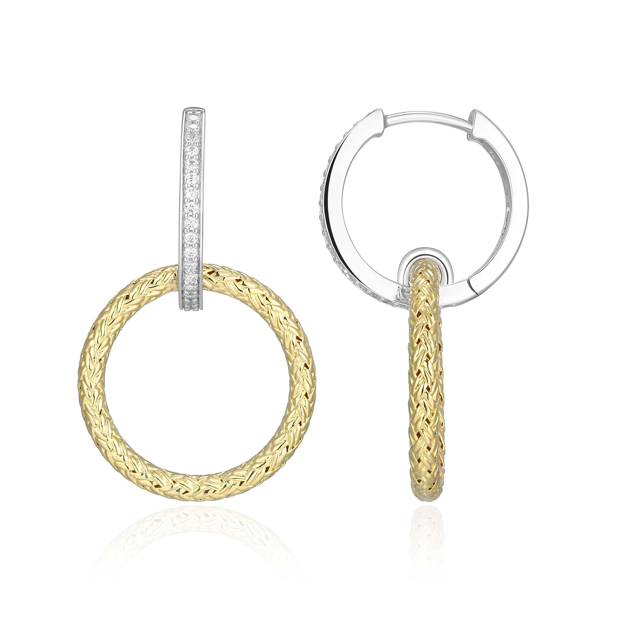 Charles Garnier CZ Gold-Plated Sterling Silver Mesh Drop Hoop Earrings