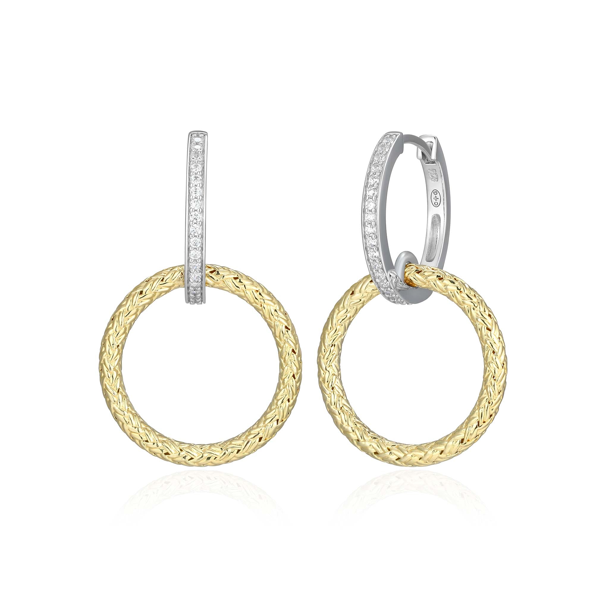 Charles Garnier CZ Gold-Plated Sterling Silver Mesh Drop Hoop Earrings