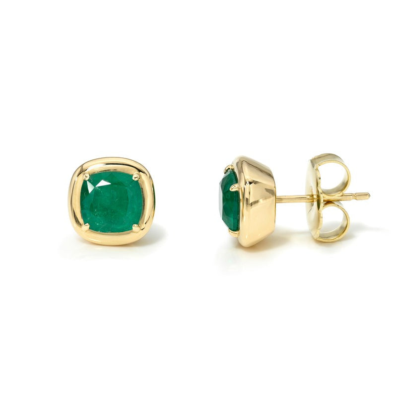 Single Stone Emerald Cori Stud Earrings