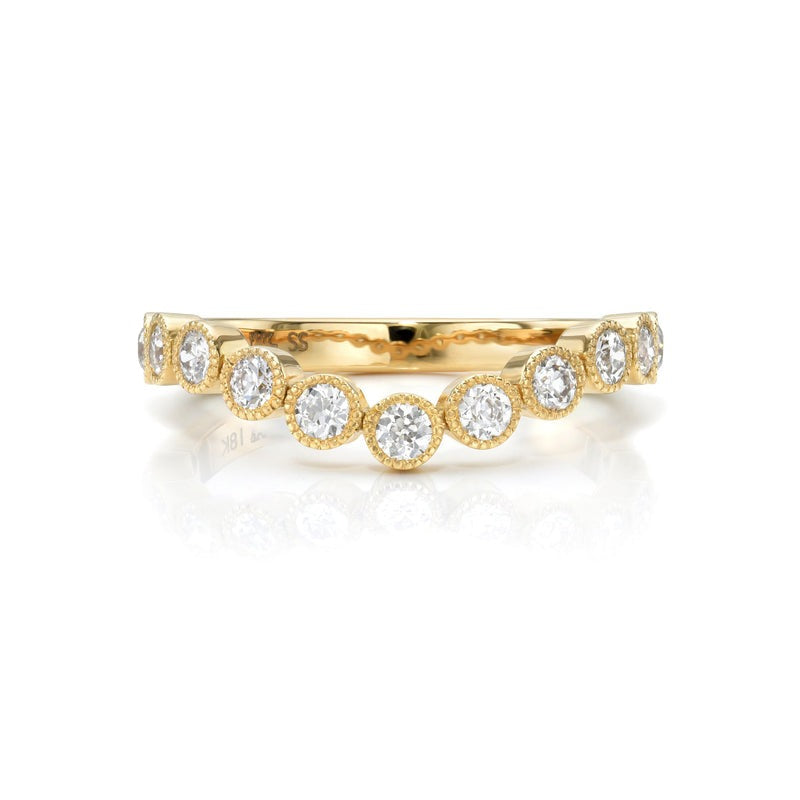 Single Stone 18K Yellow Gold Gabby Curved Band