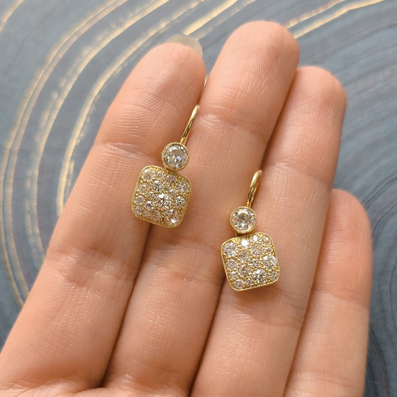 Single Stone Cobblestone Double Drop Earrings