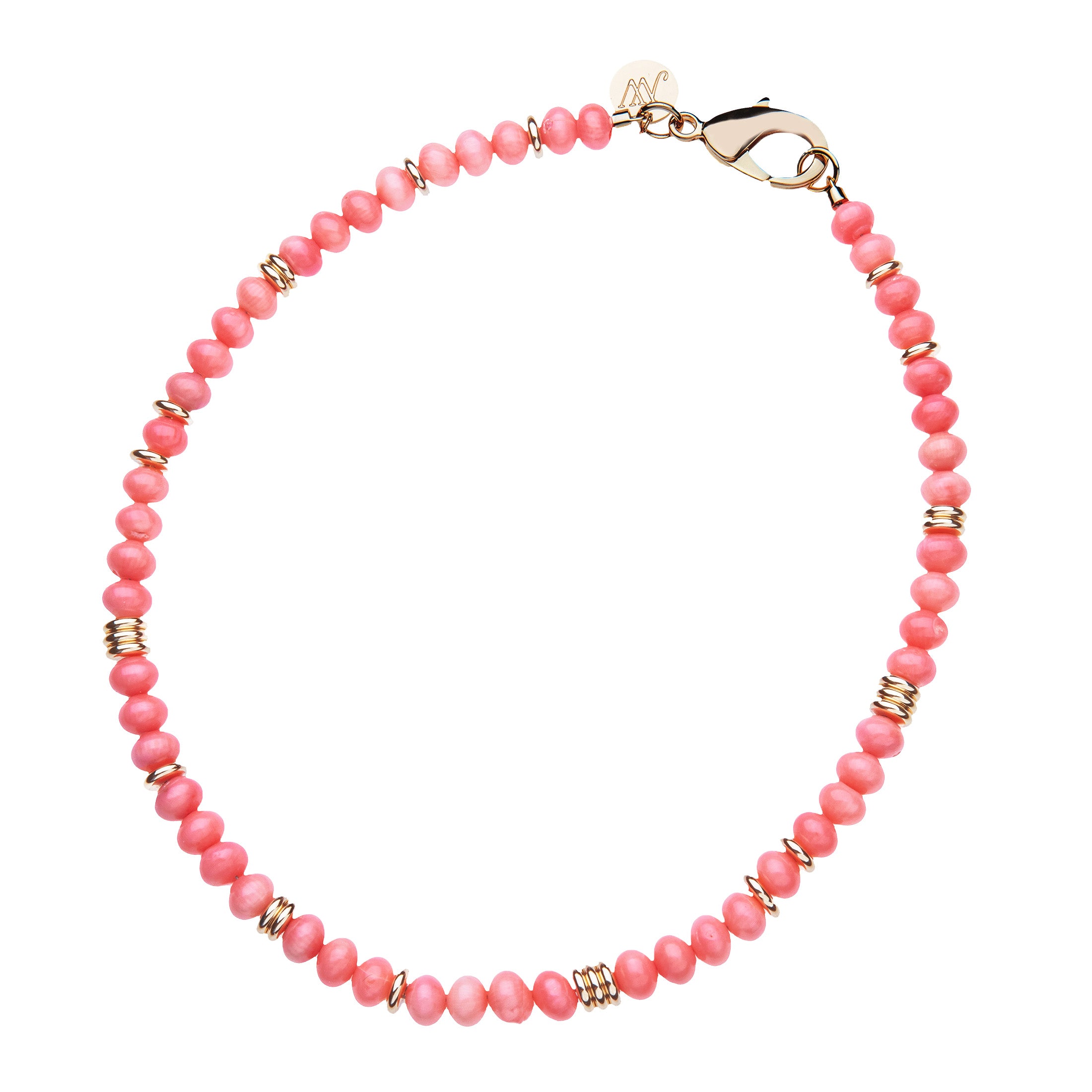 Jane Win Coral Gumdrop Beaded Necklace 16"