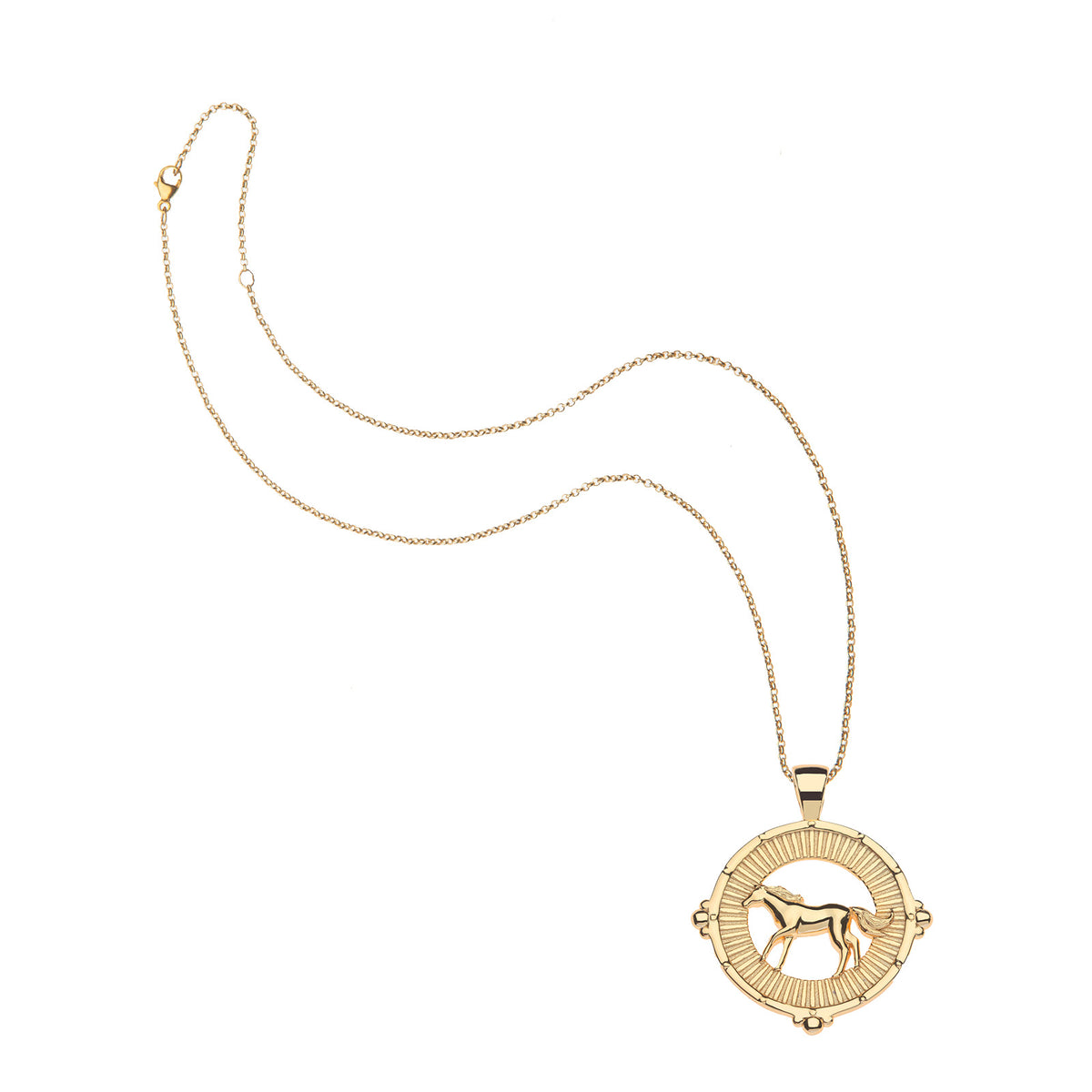 Jane Win COURAGE Cutout Horse Coin Pendant Necklace