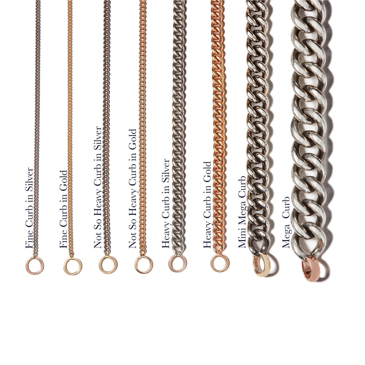 Marla Aaron Silver Heavy Curb Chain Necklace 20", Marla Aaron Silver Not So Heavy Curb Chain Necklace 16"