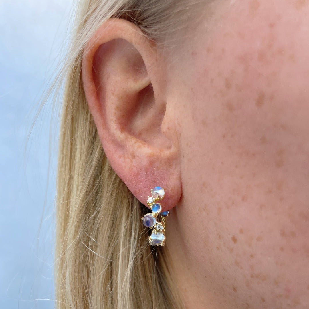 Paul Morelli Moonstone & Diamond Bubble Hoop Earrings