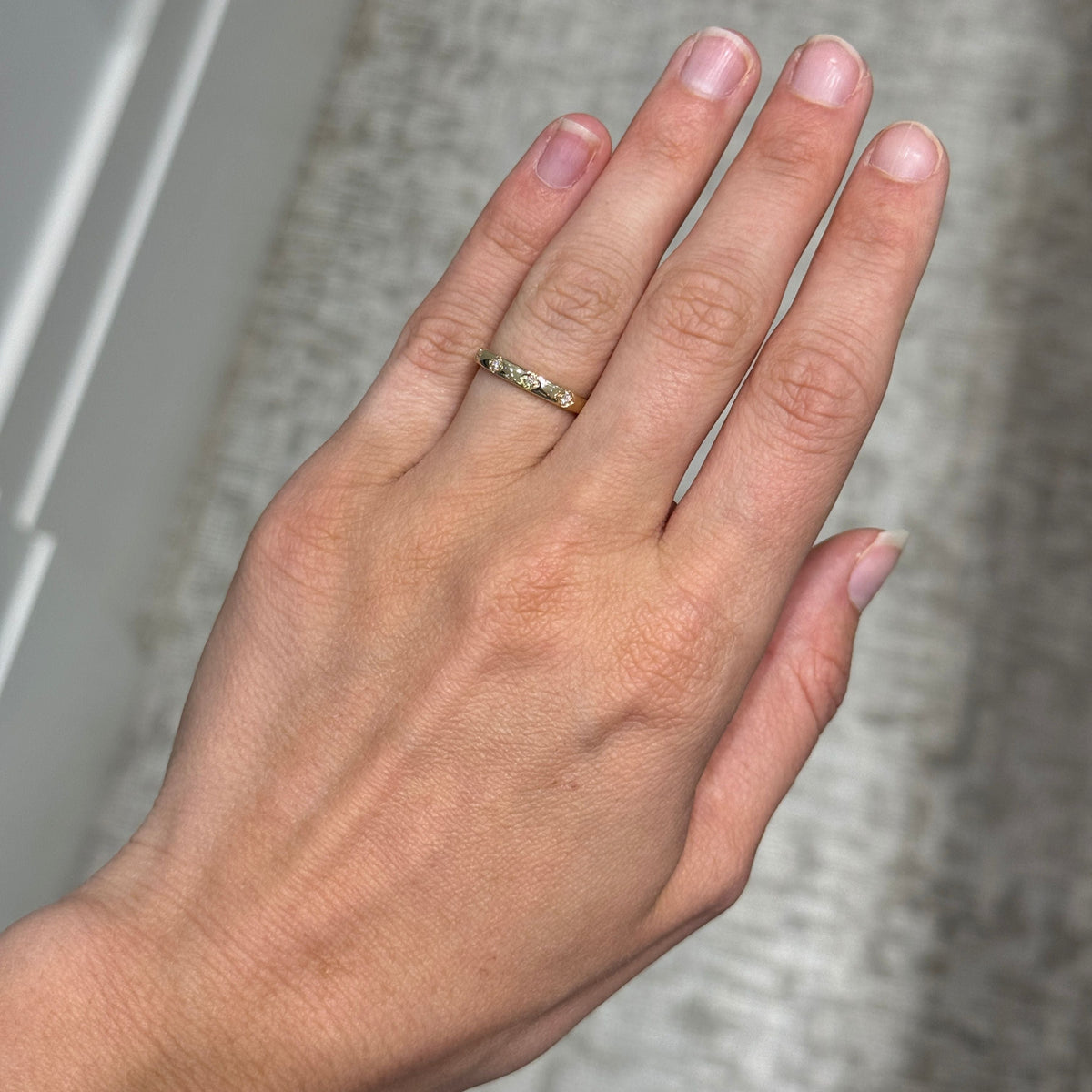 Diamond 5-Station 14K Yellow Gold Band