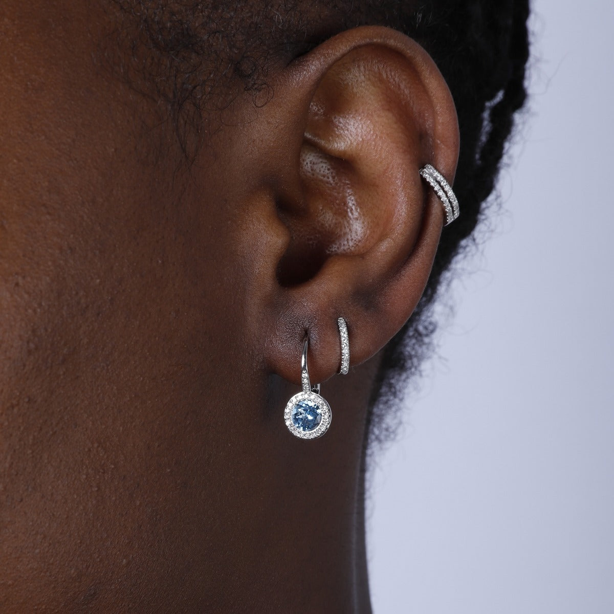 White Topaz & Diamond 14K White Gold Martini Leverback Earrings