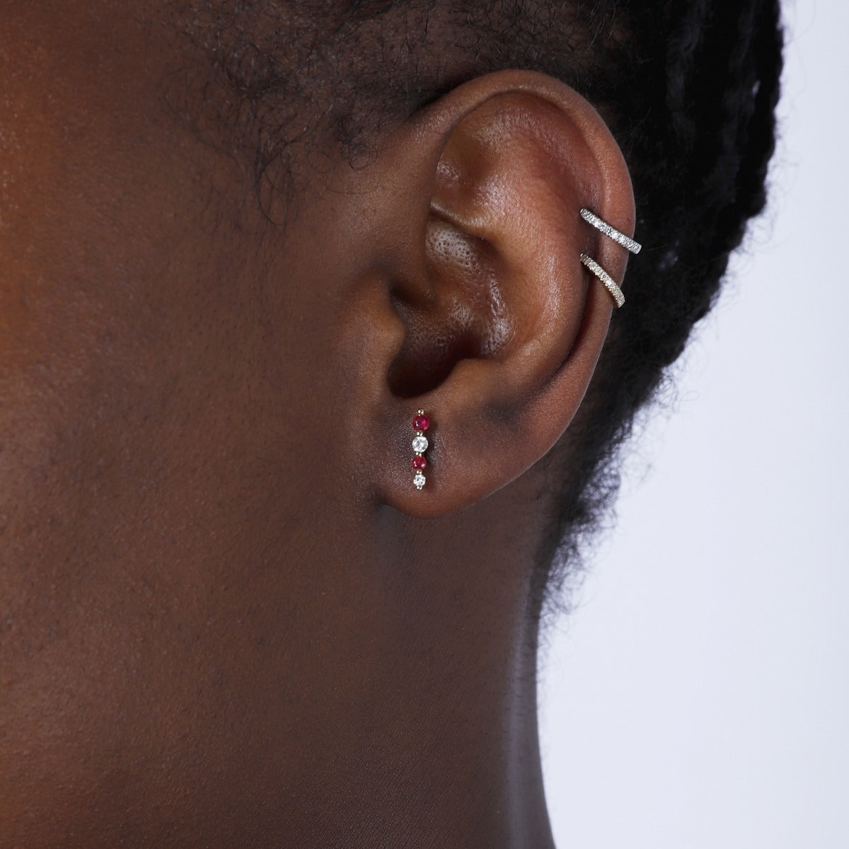 Emerald & Diamond Graduated 14K Gold Stud Earrings