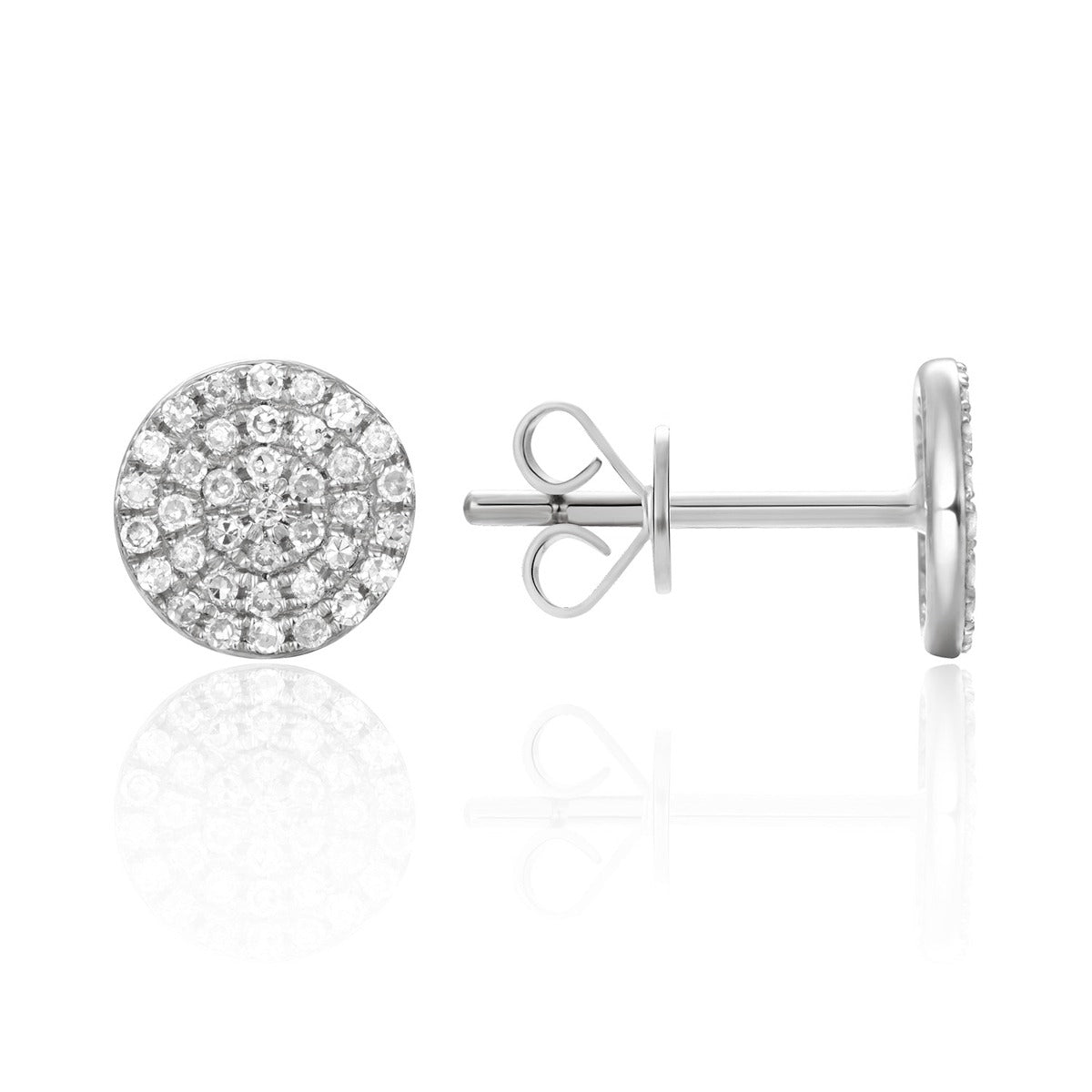 Diamond Pavé 14K White Gold Round Stud Earrings