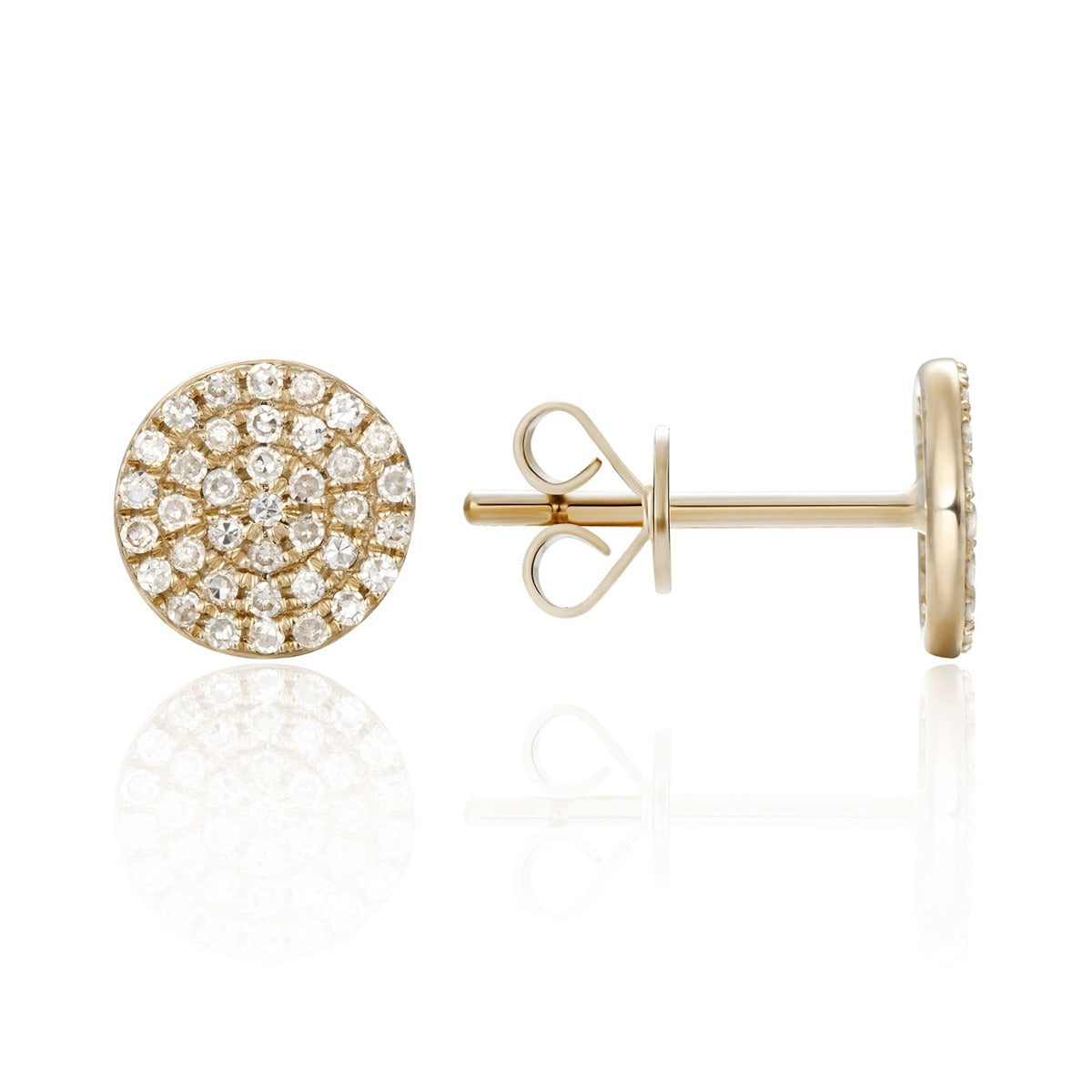 Diamond Pavé 14K Yellow Gold Round Stud Earrings