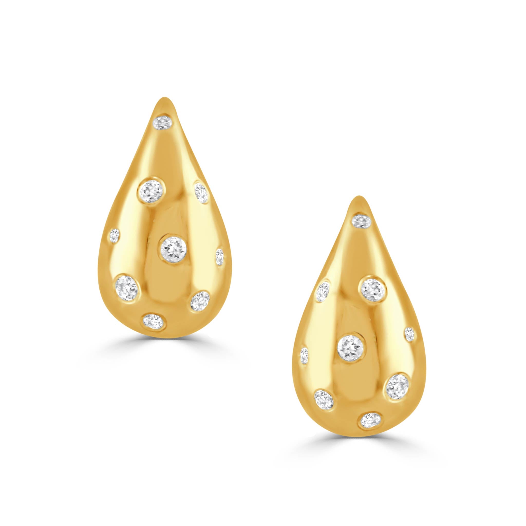 Diamond 18K Yellow Gold Teardrop Stud Earrings
