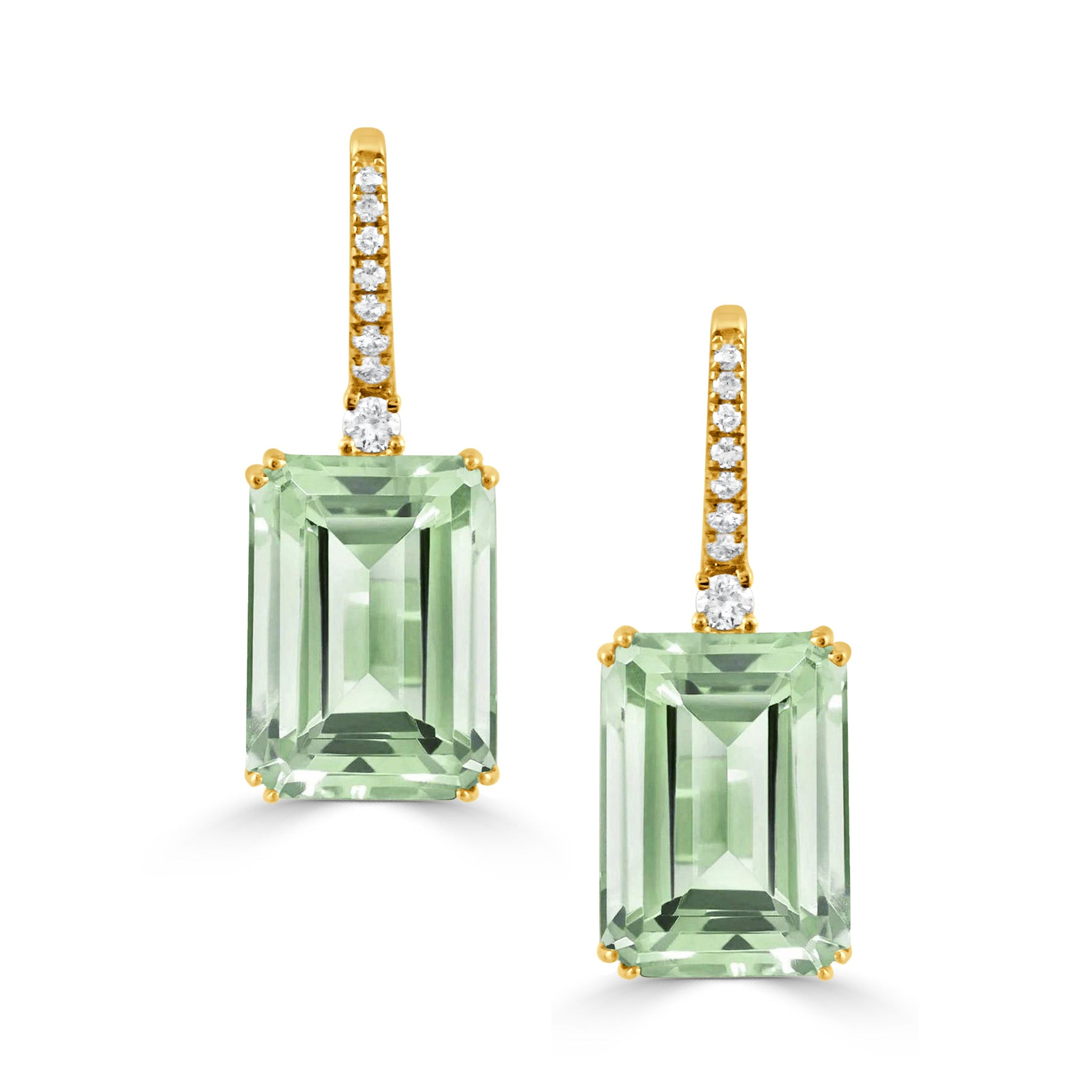 Green Amethyst & Diamond Pavé 18K Gold Drop Earrings