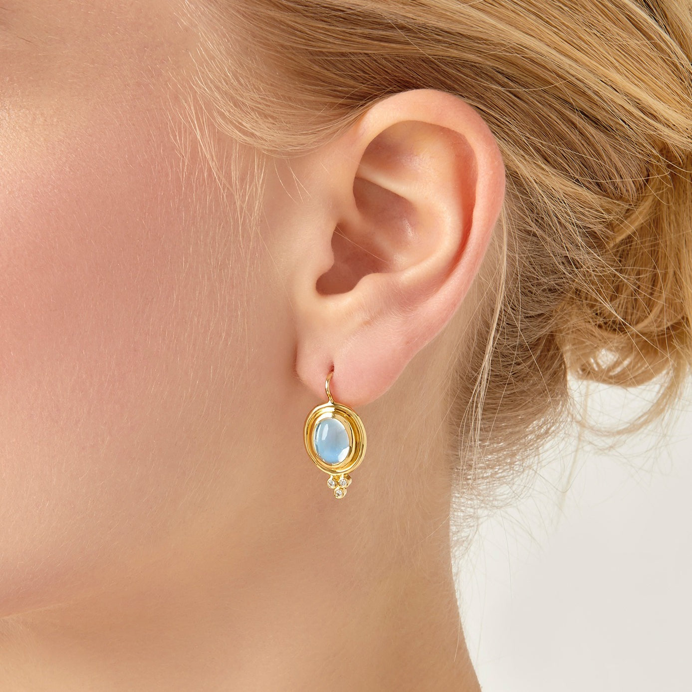 Temple St. Clair Blue Moon Small Classic Temple Earrings