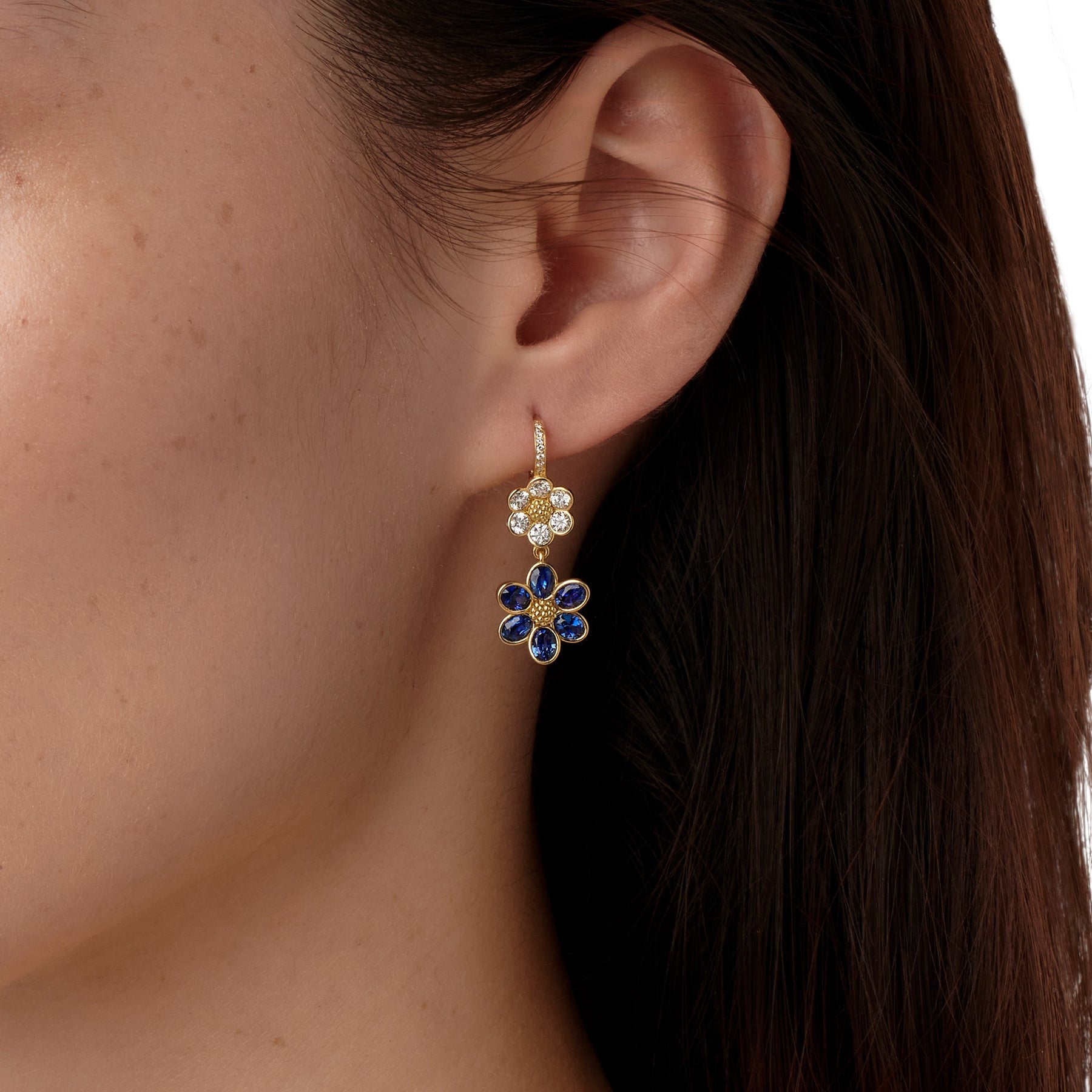 Temple St. Clair Diamond & Blue Sapphire Fiori Drop Earrings