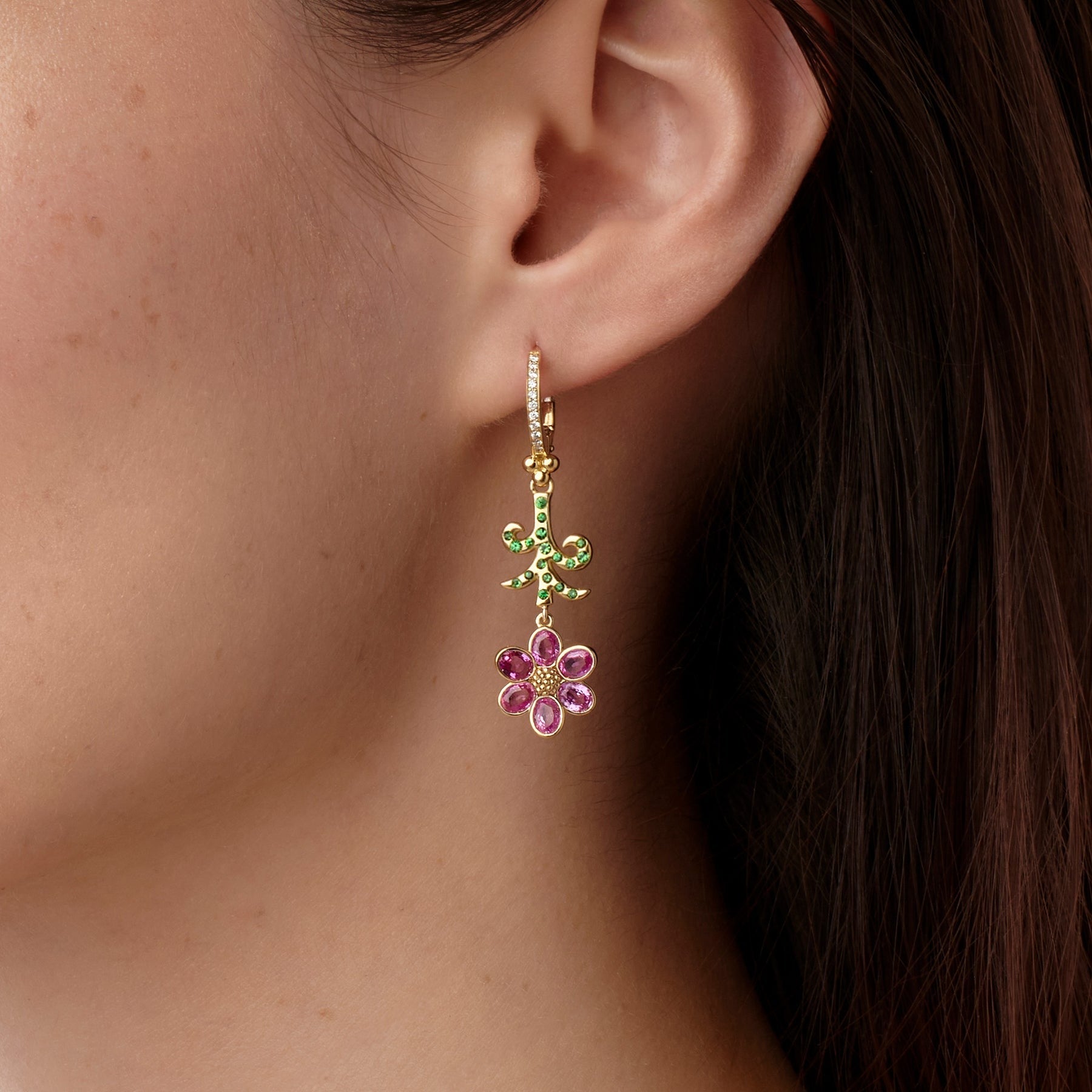 Temple St. Clair Pink Sapphire Primavera Drop Earrings