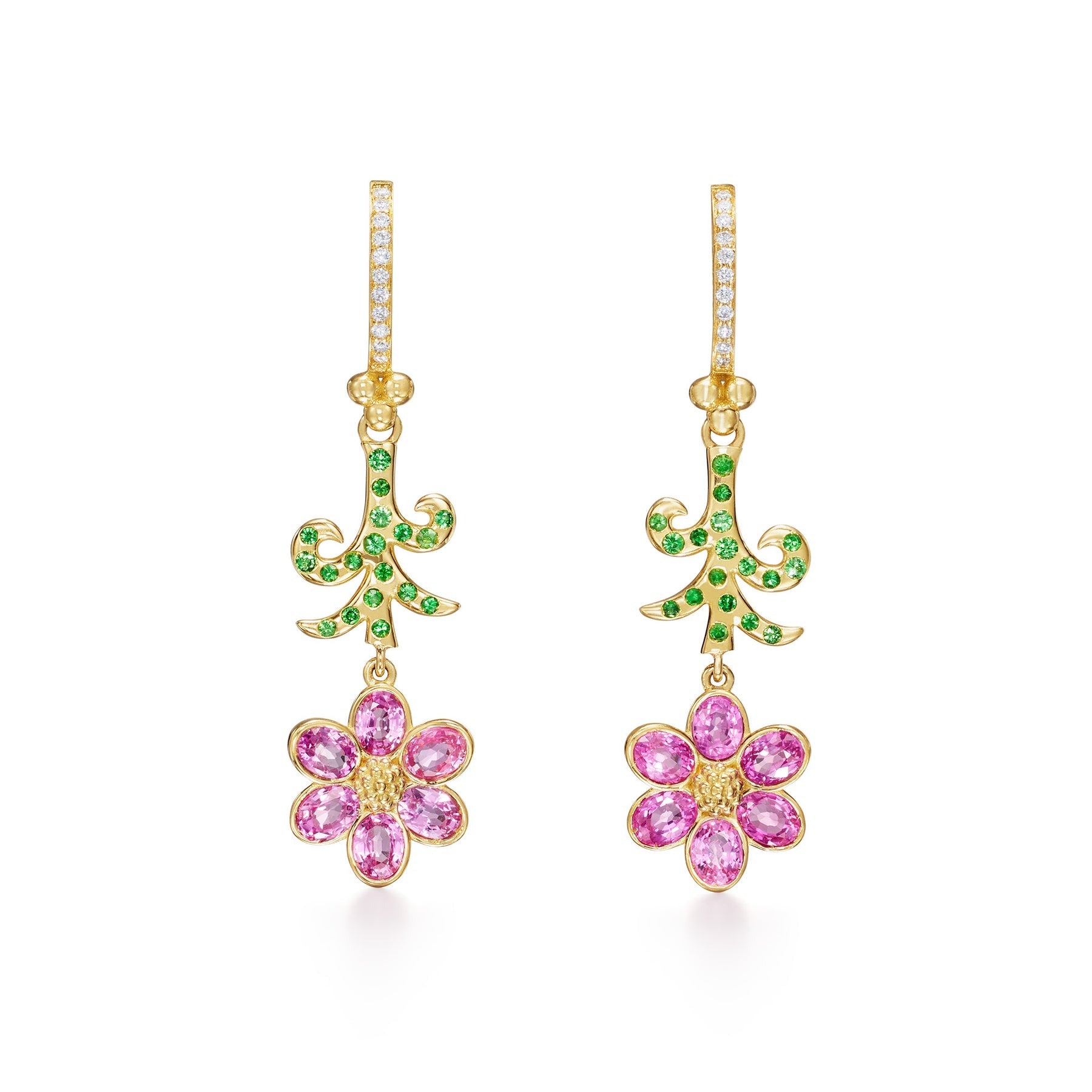 Temple St. Clair Pink Sapphire Primavera Drop Earrings