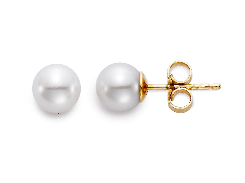 5.5-6mm “A” Akoya Pearl 18K Yellow Gold Stud Earrings
