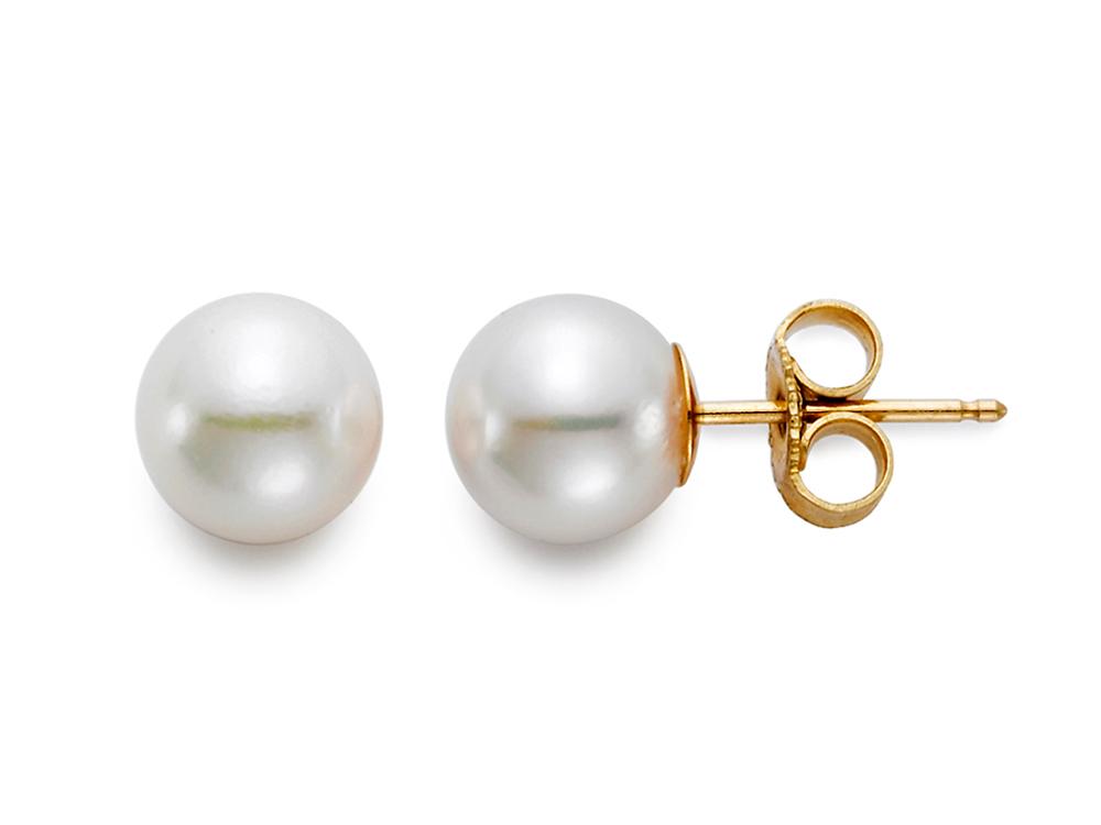 6.5-7mm “A” Akoya Pearl 18K Yellow Gold Stud Earrings