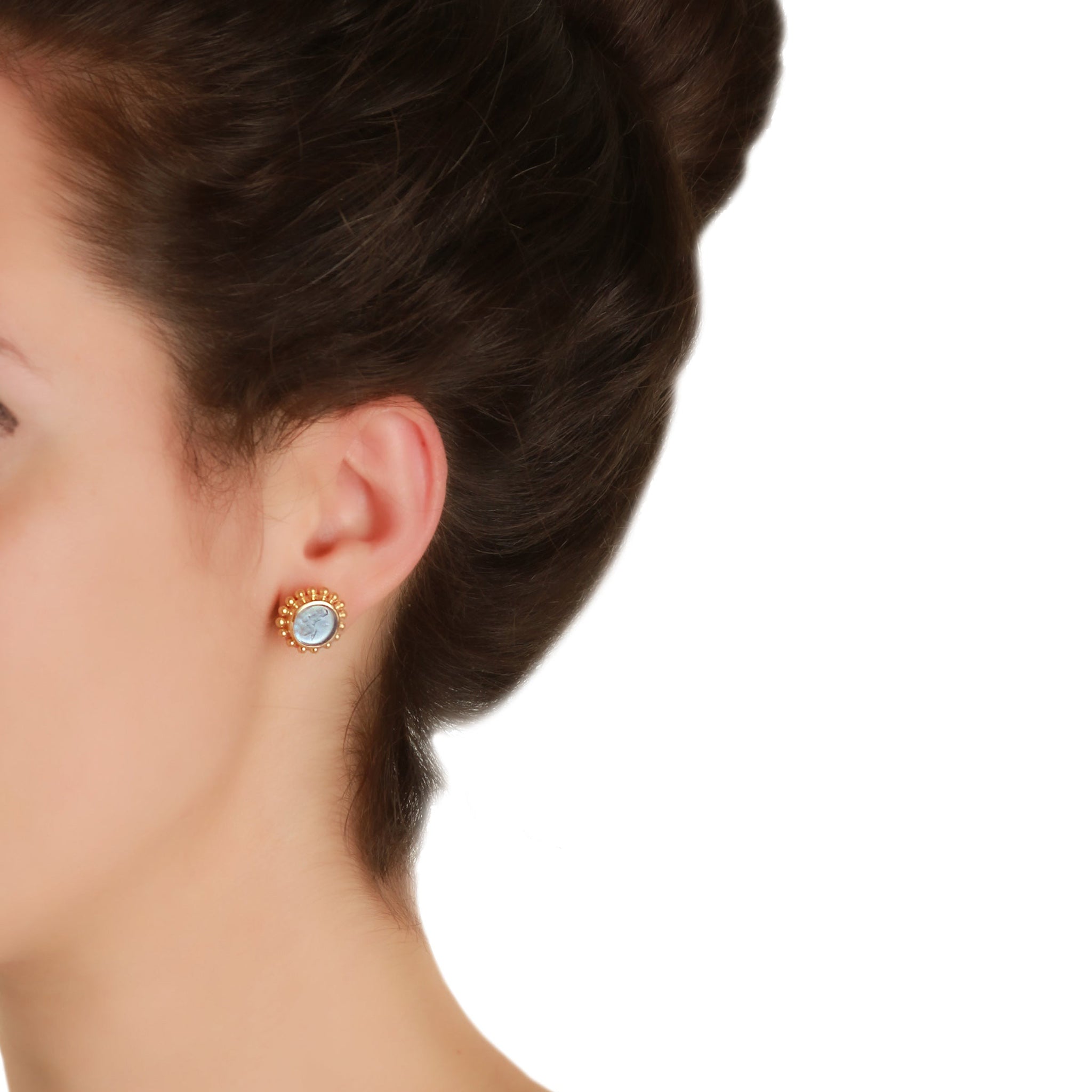 Elizabeth Locke Cerulean 'Round Cupid' Stud Earrings