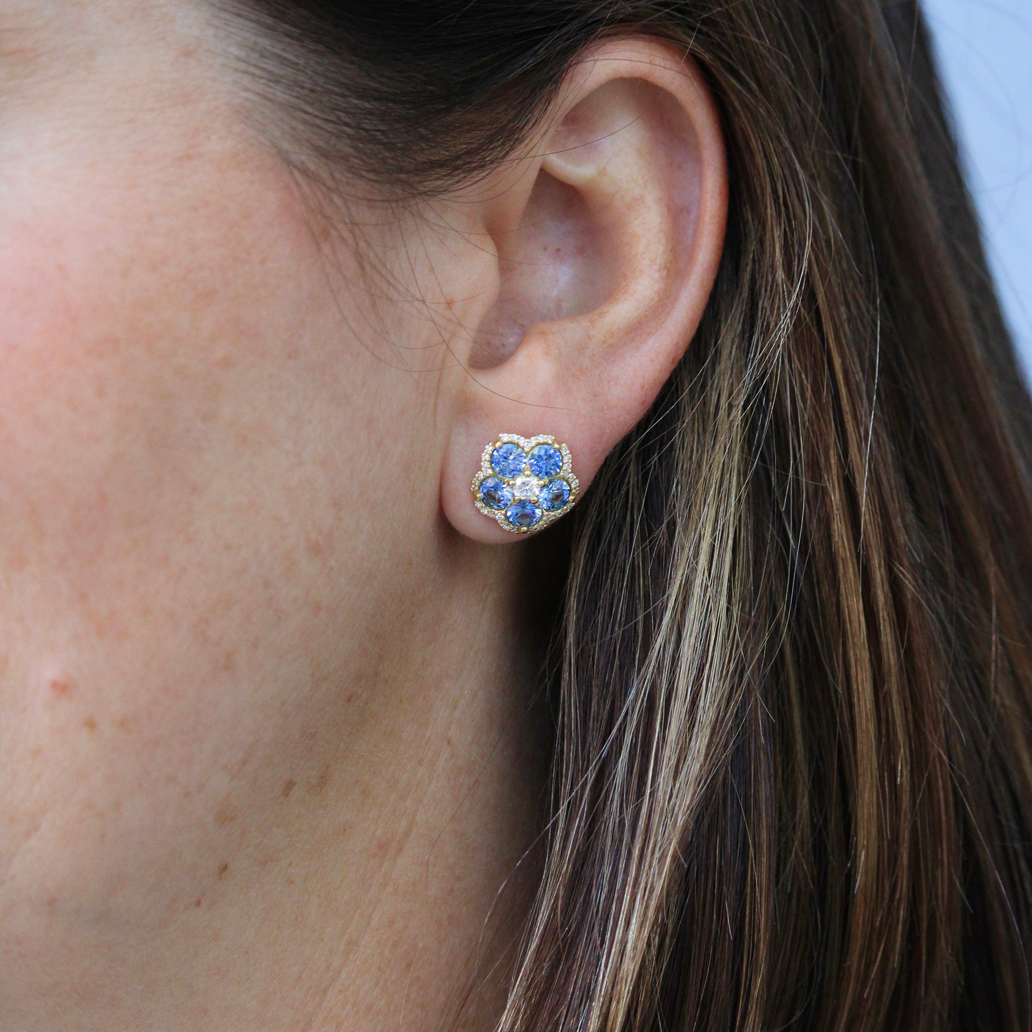 Paul Morelli Blue Sapphire & Diamond Wild Child Stud Earrings