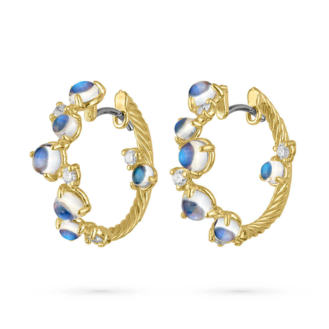 Paul Morelli Moonstone & Diamond Bubble Hoop Earrings