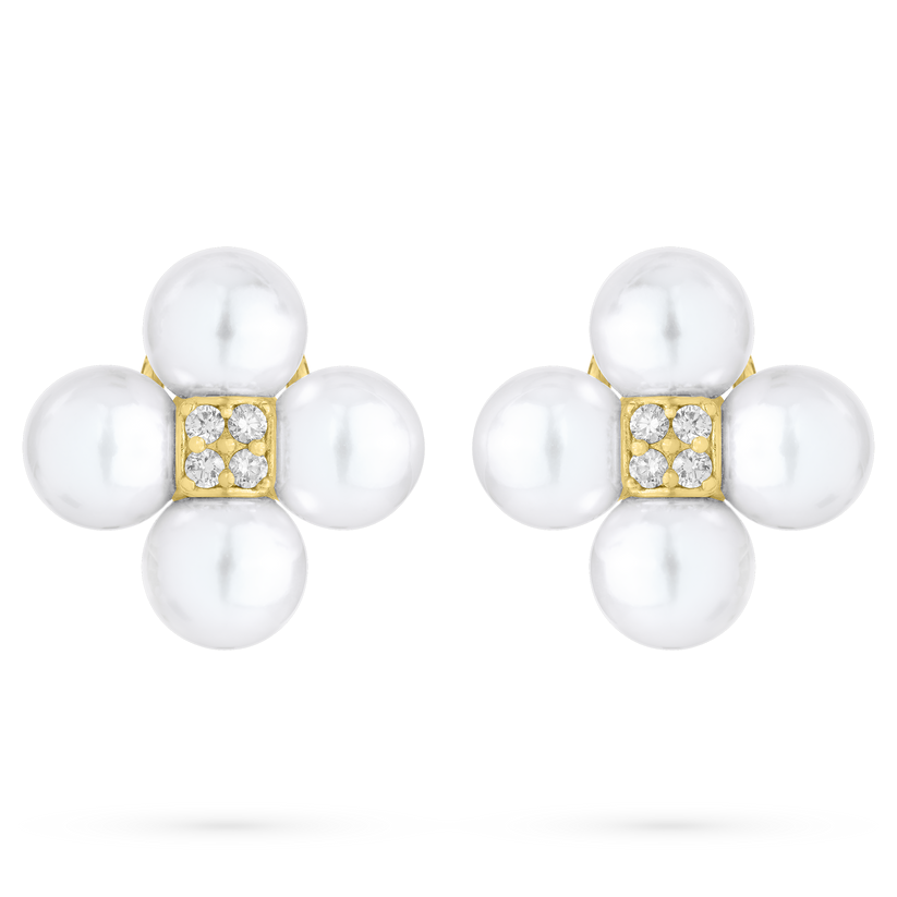 Paul Morelli Pearl & Diamond Sequence Clip Earrings