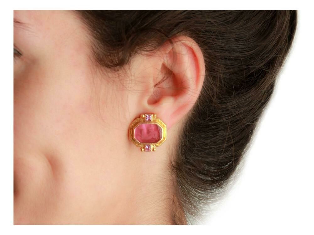 Elizabeth Locke Smoke “Cherub with Seahorse” Iolite Earrings