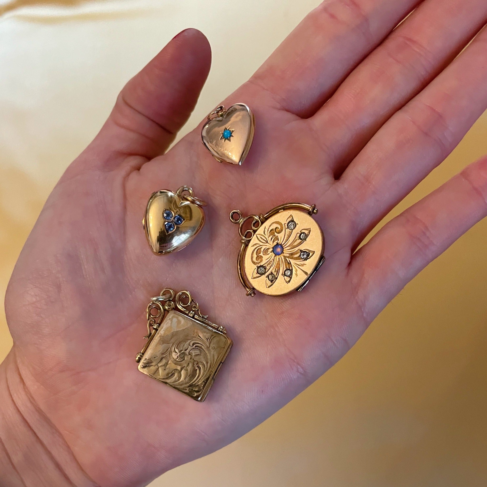 Victorian Sapphire 14K Gold Heart Locket Pendant