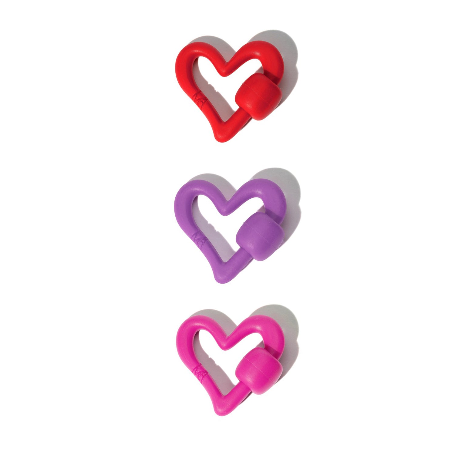 Marla Aaron Rubber Freeform Heart Locks Red, Purple, Pink