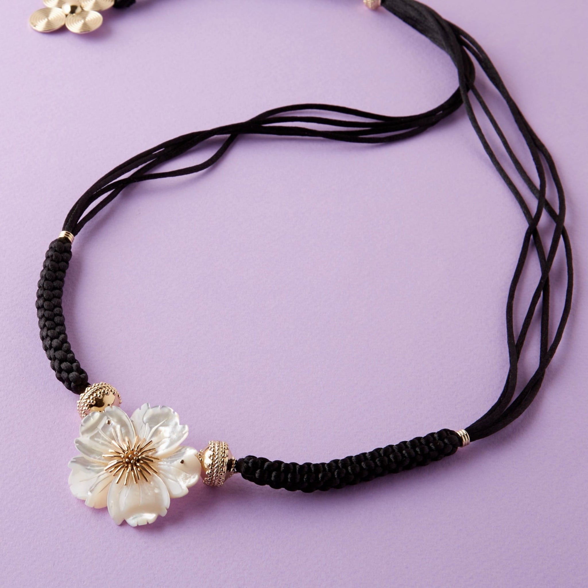 Clara Williams Heritage Petal Black Woven NecklaceClara Williams Heritage Petal Black Woven Necklace