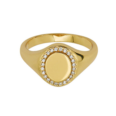 Goldbug Collection Pavé Crest Signet Ring