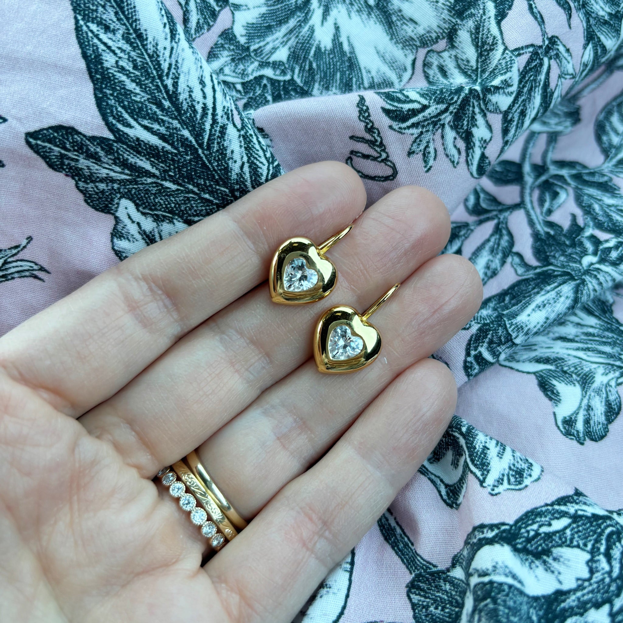 Goldbug Collection CZ Puffy Heart Earrings 2